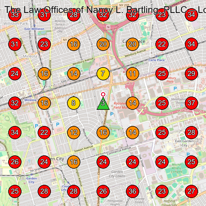 The Law Offices of Nancy L. Bartling, PLLC GeoGrid visibility map for Law Firm in Mineola